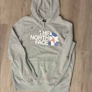 The North Face Light Gray Hoodie with Logo
